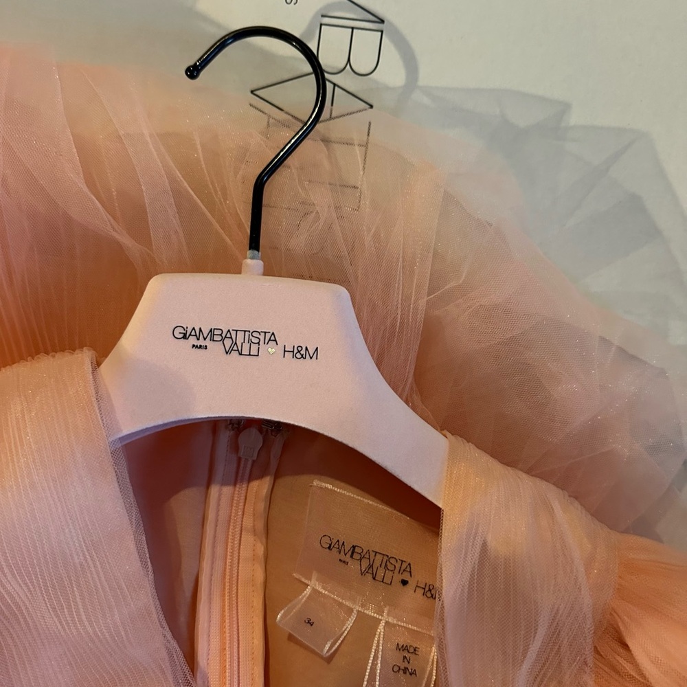 GIAMBATTISTA VALLI X H&M PEACH TULLE GOWN SIZE 34 - Picture 8 of 9
